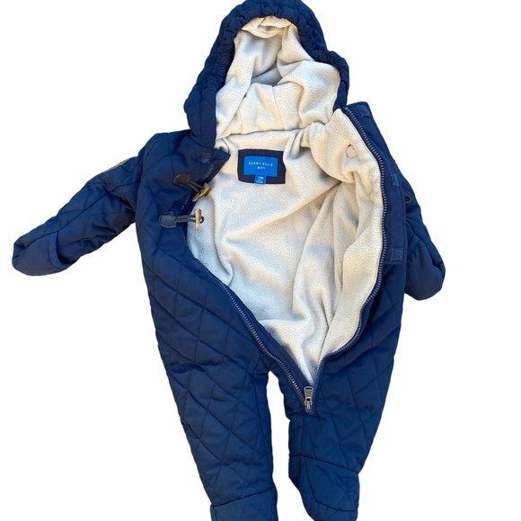 Perry Ellis Baby Diamond Quilted Fleece Lined One-Piece Navy Snowsuit-6-9mos - Picture 6 of 16